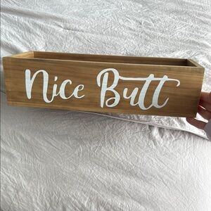 Wooden Bathroom Box with White Text
